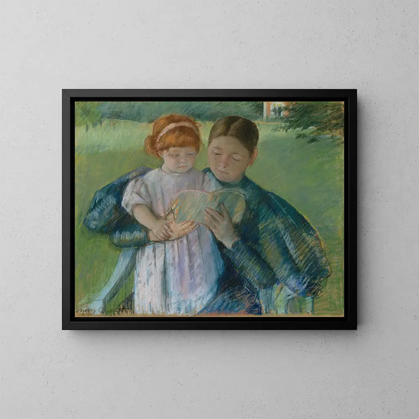 Sairaanhoitaja lukemassa pienelle tytölle - Mary Cassatt — kehystetty taideteos seinällä