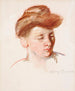 Croquis de la tête de Mère Jeanne regardant vers le bas - Mary Cassatt — näkymä teoksesta