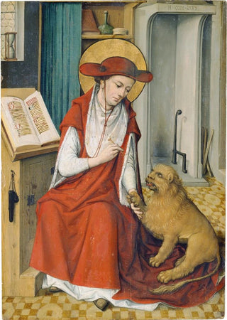 Master of the Housebook - St Jerome in his Study with the Lion.webp