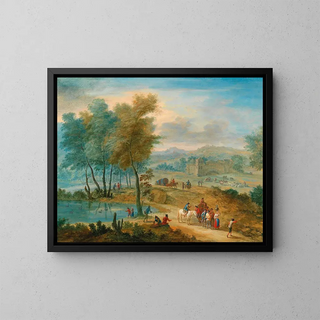 Mathys Schoevaerdts - A wide landscape with travellers.webp