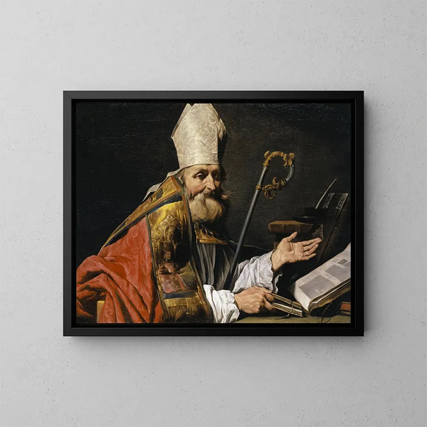 Pyhä Ambrosius - Matthias Stom — kehystetty taideteos seinällä