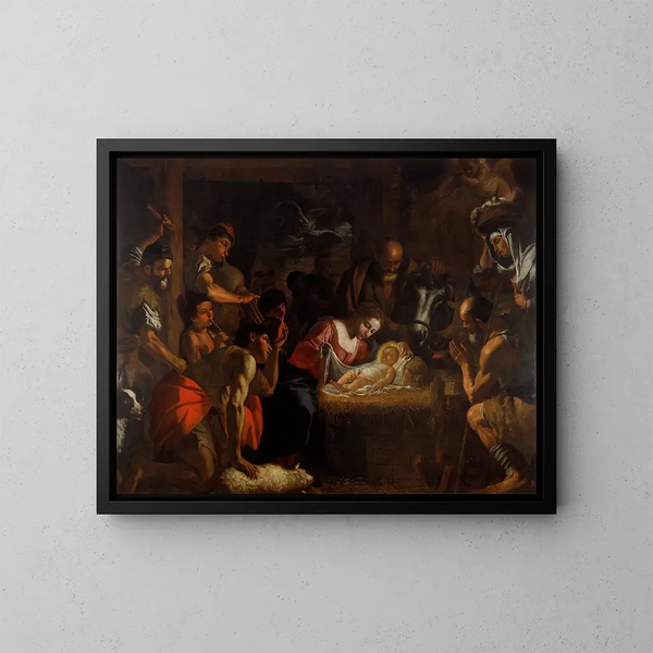 L'Adoration des bergers - Mattia Preti — kehystetty taideteos seinällä