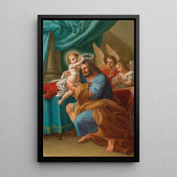 Mattia de Mare - The Christ Child crowning Saint Joseph with Angels behind.webp