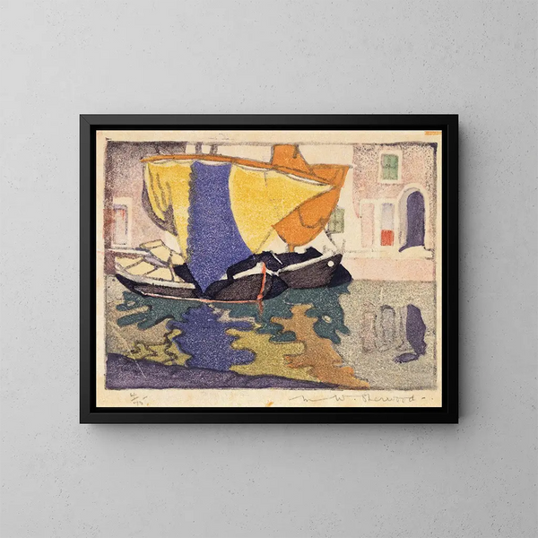 Bateaux de pêche vénitiens - Maud Sherwood — kehystetty taideteos seinällä