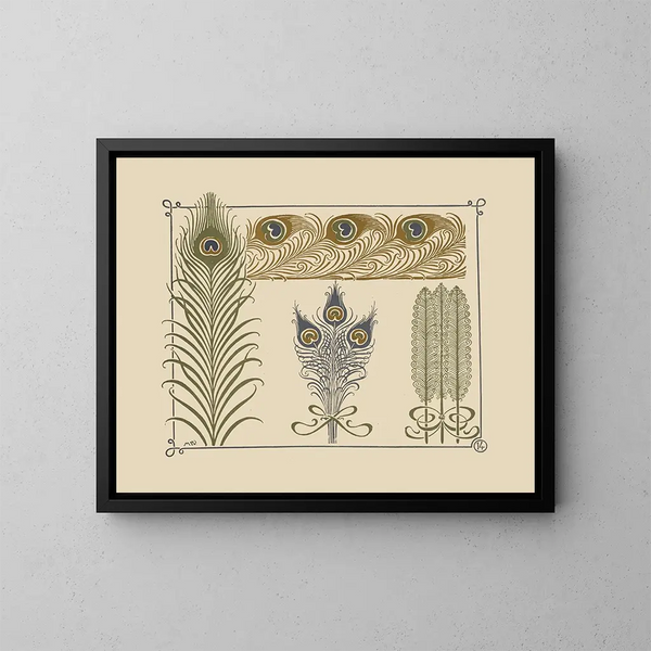 Design abstrakti inspiroit peacock-fehérjék - Maurice Pillard Verneuil — kehystetty taideteos seinällä