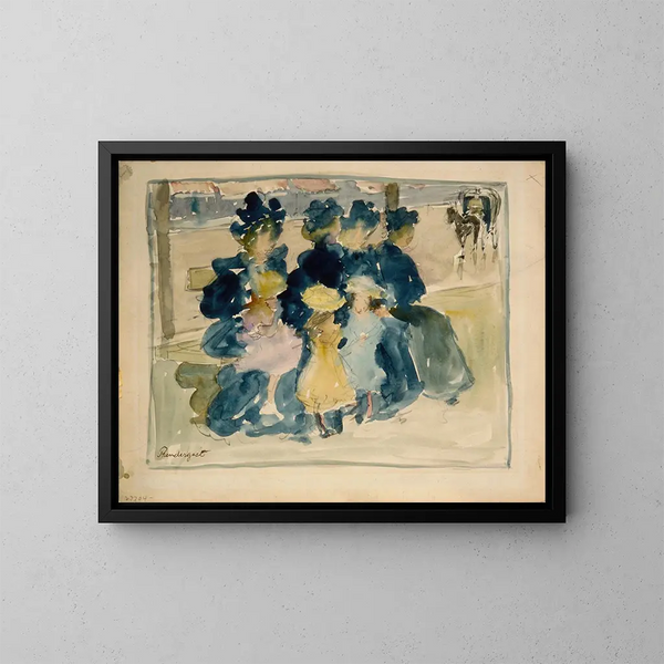 Le long du boulevard - Maurice Prendergast — kehystetty taideteos seinällä