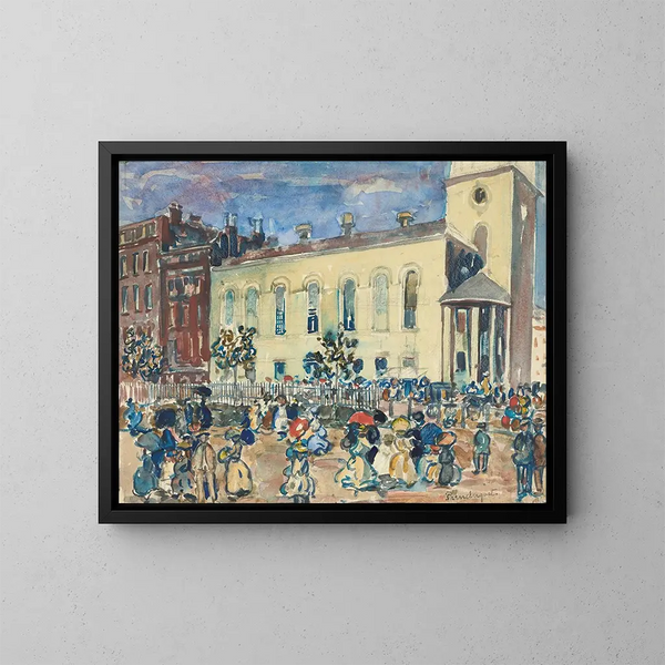 Bostonin Park Streetin kirkosta - Maurice Prendergast — kehystetty taideteos seinällä