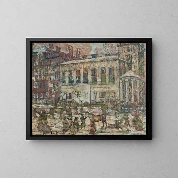 Lumipäivä Bostonissa - Maurice Prendergast — kehystetty taideteos seinällä