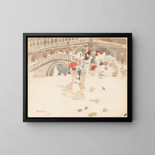 Parapluies sous la pluie à Venise - Maurice Prendergast — kehystetty taideteos seinällä