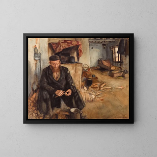 Maurycy Minkowski - An interior with a man peeling potatoes.webp