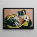 Nainen makaa kirjan ja iriksen kanssa - Max Beckmann — kehystetty taideteos seinällä