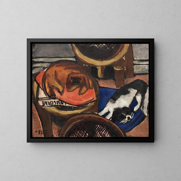 Maalauksen jäljennös Majong ja kylmistä koirista - Max Beckmann