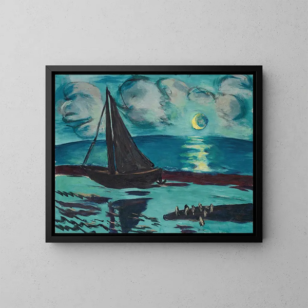 Maalauksen jäljennös Yön kuuta meren rannalla - Max Beckmann