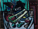 luonnonkuvaus Chianti-pullolla ja sellerillä - Max Beckmann — näkymä teoksesta