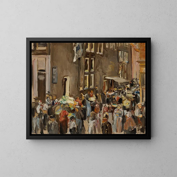 Rue des Juijs à Amsterdam, coin de Uilenburgersteeg et Jodenbreestraat - Max Liebermann — kehystetty taideteos seinällä