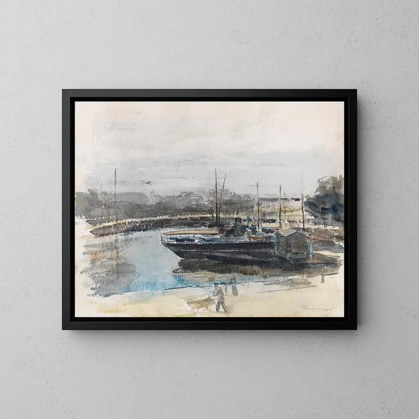 Quai à Hambourg - Max Liebermann — kehystetty taideteos seinällä