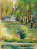 Le jardin des artistes vu vers l'est depuis la terrasse avec vue sur l'avenue des bouleaux ja le Wannsee - Max Liebermann — näkymä teoksesta