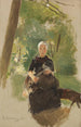 Nuori äiti puiden varjoissa - Max Liebermann — näkymä teoksesta
