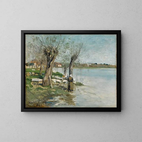 Lavandières au bord d'une rivière près de Nantes - Maxime Maufra — kehystetty taideteos seinällä