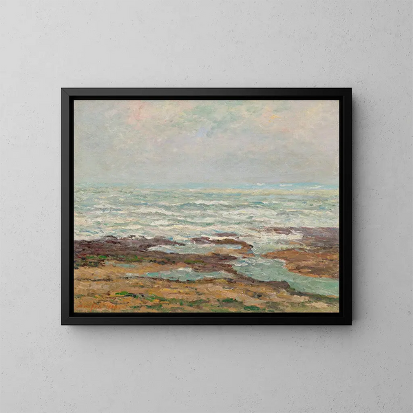 Meri maalaus, nouseva meri Yportissa - Maxime Maufra — kehystetty taideteos seinällä