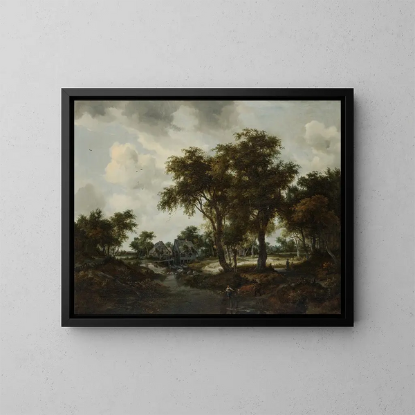 Le Moulin à eau, le paysage de Trevor - Meindert Hobbema — kehystetty taideteos seinällä