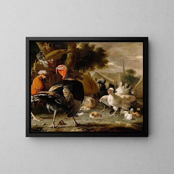 Pihapiirin pihapiiri - Melchior d'Hondecoeter — kehystetty taideteos seinällä