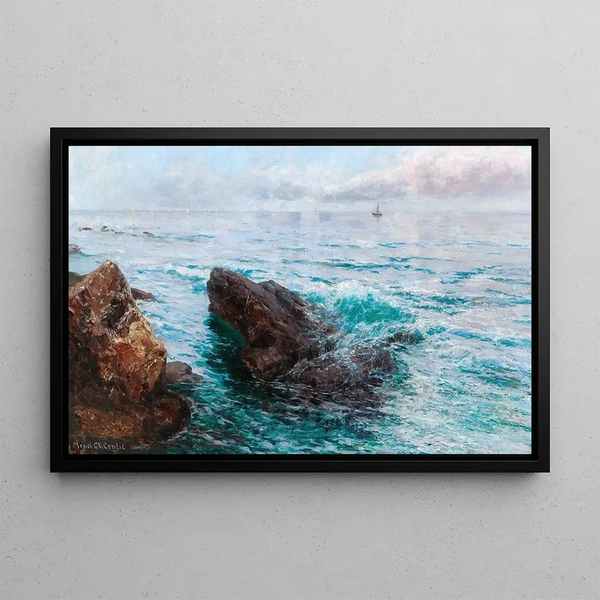 Menci Clement Crni - Coastline with Boats.webp