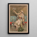 Femme assise avec éventail de paon, pipe à narguilé et oiseau blanc - Mensing Stecher — kehystetty taideteos seinällä