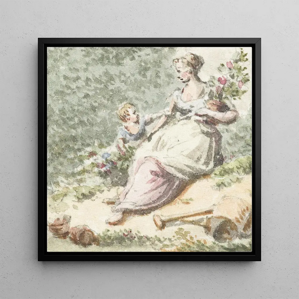 Mère avec enfant dans le jardin - Pieter Bartholomeusz Barbiers