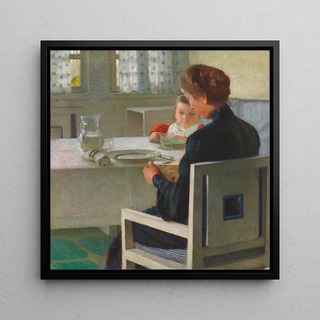 Mère et enfant à table lors du petit-déjeuner - Carl Moll