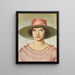 Portrait d'une fille vêtue d'une robe rouge vif ja d'un chapeau de paille avec un ruban rouge vif - Michael Ancher — kehystetty taideteos seinällä