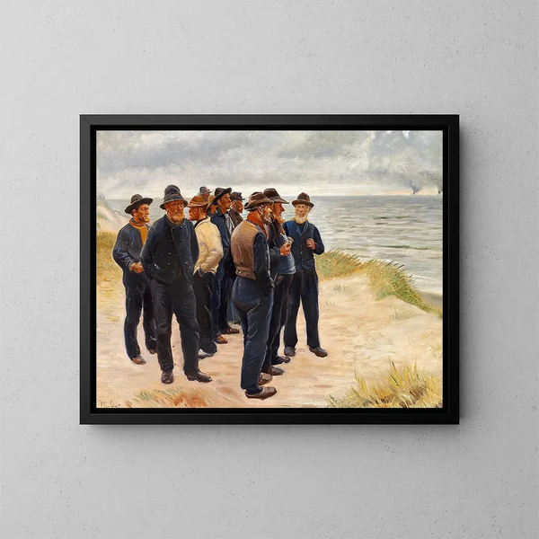Pêcheurs de Skagen katsovat merta - Michael Ancher — kehystetty taideteos seinällä