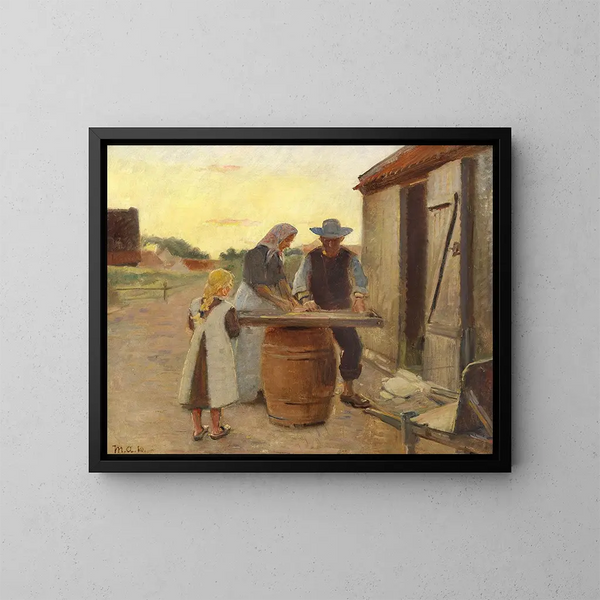 Kalastajaperheen touhussa - Michael Ancher — kehystetty taideteos seinällä