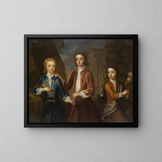Portrait de trois jeunes gentilshommes - Michael Dahl — kehystetty taideteos seinällä