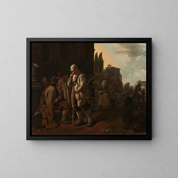 Nourrir les affamés - Michael Sweerts — kehystetty taideteos seinällä