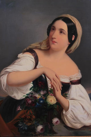 Mihael Stroj - Mdchen mit Blumenkorb.webp