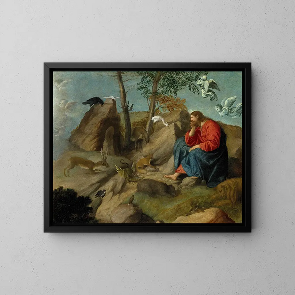 Kristus autiomaassa - Moretto da Brescia — kehystetty taideteos seinällä