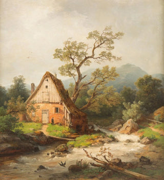 Moulin romantique au bord d'un ruisseau - Heinrich Steinike