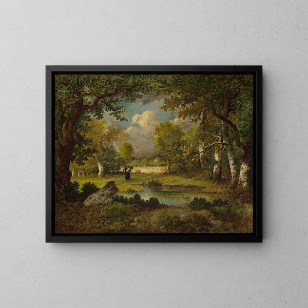Fagot de mare et bord de clairière - Narcisse Virgile Diaz de la Peña — kehystetty taideteos seinällä