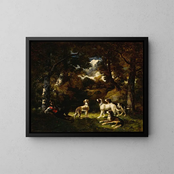 Repos de la chasse - Narcisse Virgile Diaz de la Peña — kehystetty taideteos seinällä