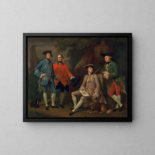 James Grant de Grant, John Mytton, l'honorable Thomas Robinson et Thomas Wynne - Nathaniel Dance-Holland — kehystetty taideteos seinällä