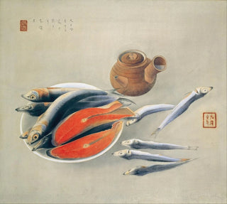 Nature morte Tranches de saumon et sardines - Tsuchida Bakusen