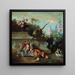 Luontoaiheinen still life apinan, hedelmien ja kukkien kanssa - Jean-Baptiste Oudry — kehystetty taideteos seinällä
