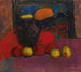 Luontokuvan still life kankaalla, kukkia kannussa, omena ja astia pöydällä - Alexej von Jawlensky