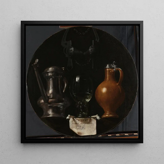 Nature morte emblématique avec flacon, cruche en verre et bride - Johannes Torrentius
