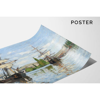 Navires à cheval sur la Seine à Rouen de Claude Monet | Reproduction Tableau Décoration murale affiche copie