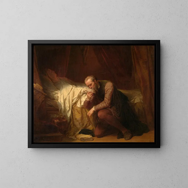 Michelangelo- Vittoria Colonnan kuolinvuoteella - Nicaise De Keyser — kehystetty taideteos seinällä