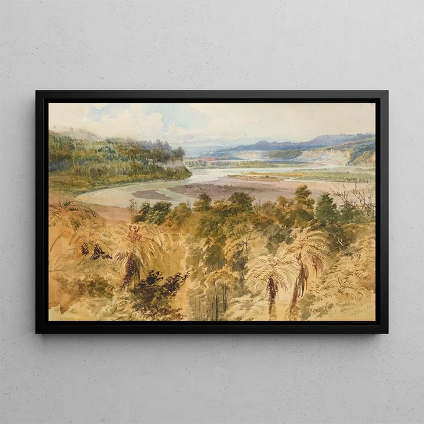 Le Haut Rangitikei - Nicholas Chevalier — kehystetty taideteos seinällä