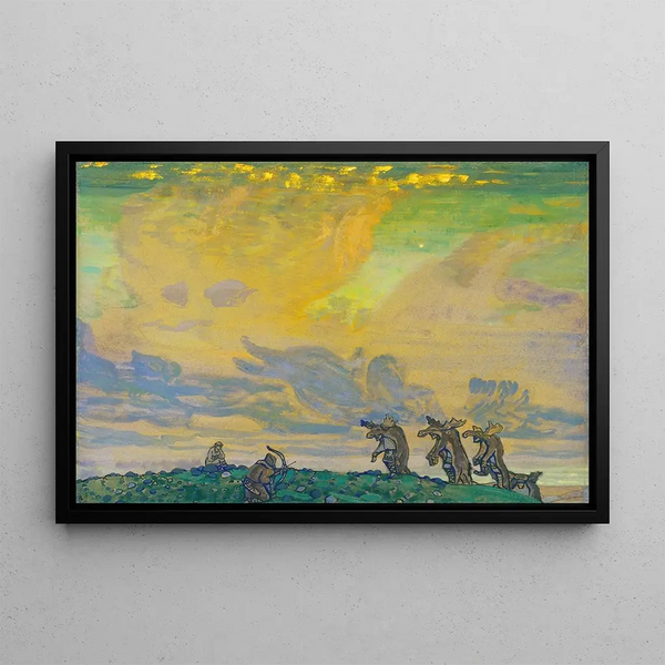 Nicholas Roerich — kehystetty taideteos seinällä