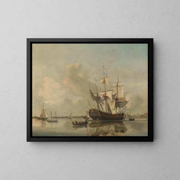 La frégate navale Rotterdam sur la Meuse près de Rotterdam - Nicolaas Baur — kehystetty taideteos seinällä
